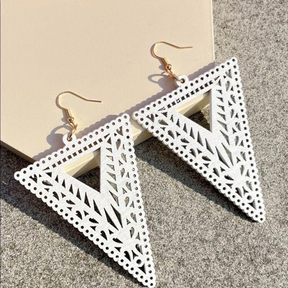 Laser Cut Wooden Statement Earrings